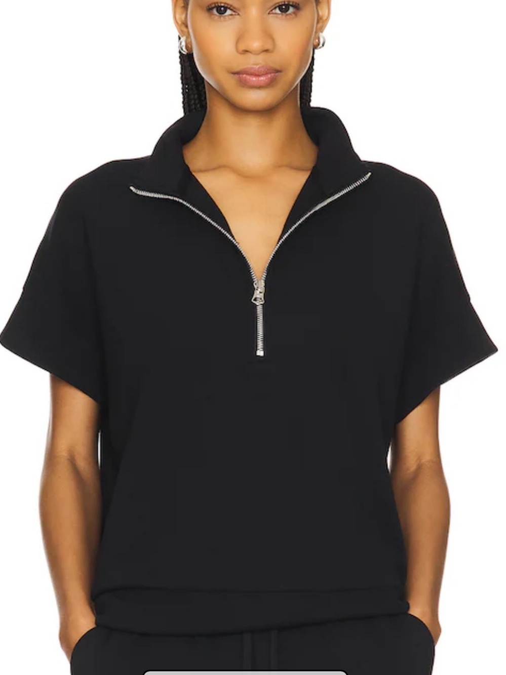 Varley Ritchie Short Sleeve Sweatshirt in Black NWT